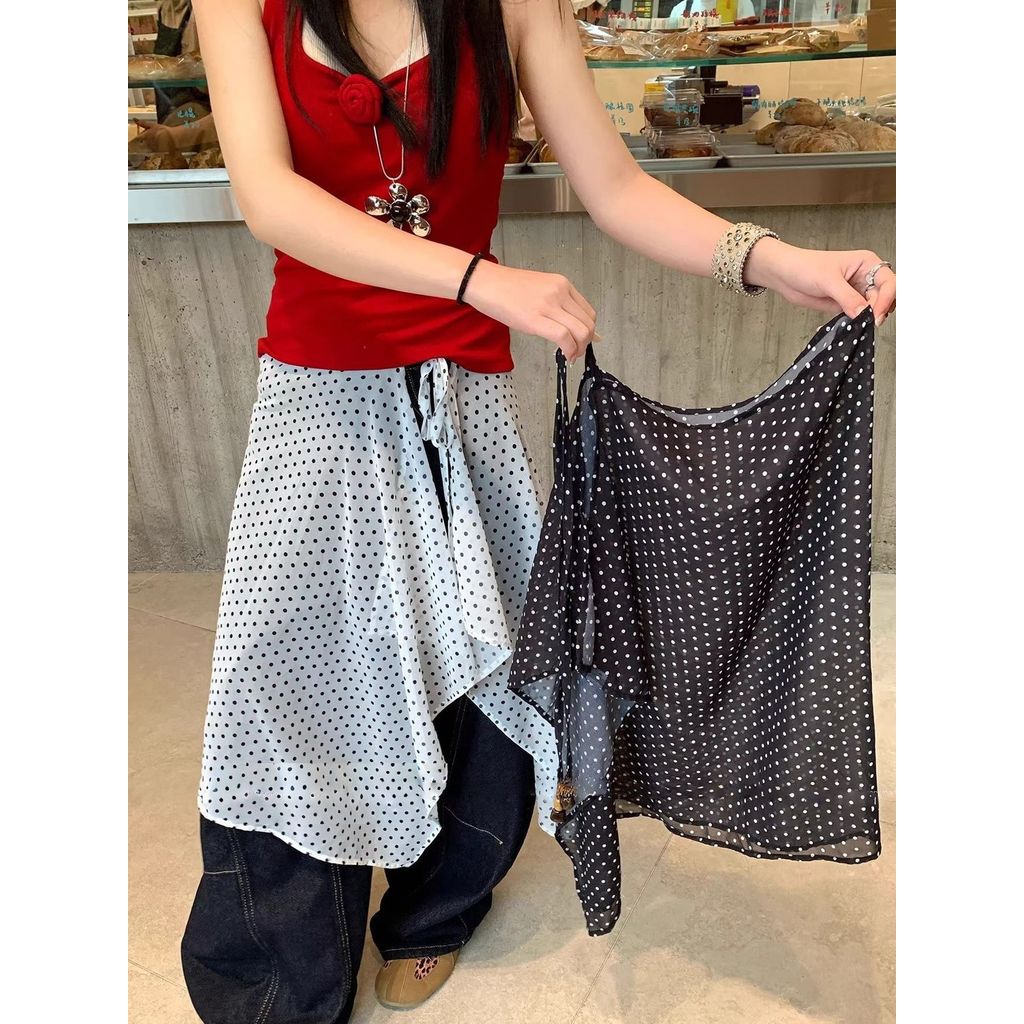 Milyfashion Quần Jean Overskirt Retro Chấm Bi Không Đều, Phù Hợp Mùa Xuân Hè và Kết Hợp Với Voan Váy