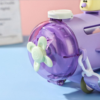 【BabyJoy】Bình nước trẻ em hình máy bay 500ml,Vật liệu nhựa dùng trong thực phẩm, có ống hút và dây đeo