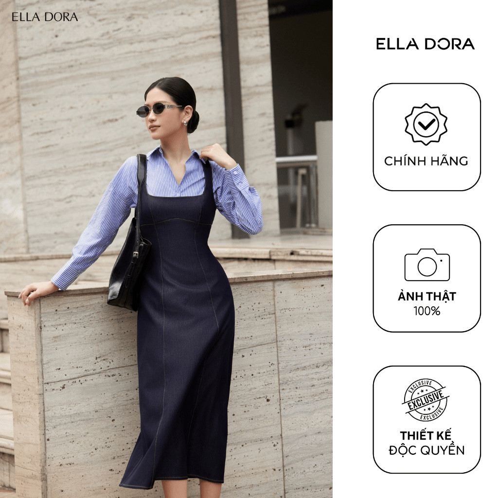 Đầm liền thân ELLA DORA dáng dài hai dây chất lụa bò form ôm thiết kế thanh lịch dễ mặc [D235]