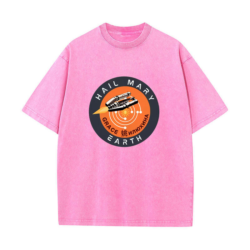 Bông tai kẹp áo thun cotton tay ngắn dự án Hail Mary Space Mission, phù hợpwear cho ngày thường với thiết kế vintage và Y2K