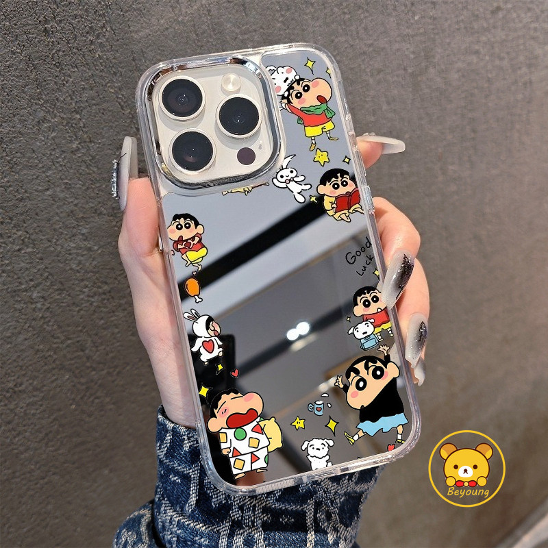Ốp Điện Thoại Crayon Shin-chan Cho Realme 16 15X 15 15T 14 14X 13 12 11 Pro Plus 12X 11X 9 2 9i 7i Pro 5G 4G Vỏ Hoạt Hình Mặt Sau Gương Dễ Thương