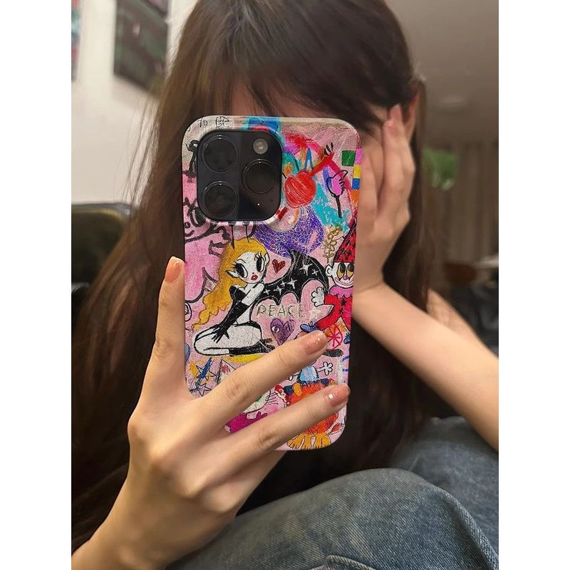 Ốp Điện Thoại Art Little Witch QYJS Thích Hợp Cho IPhone 11 XR XSMAX 17 AIR 13 14 15 16 ProMax 12 PRO 7 8 PLUS Vỏ Cứng Phim Bề Mặt Sáng Bóng