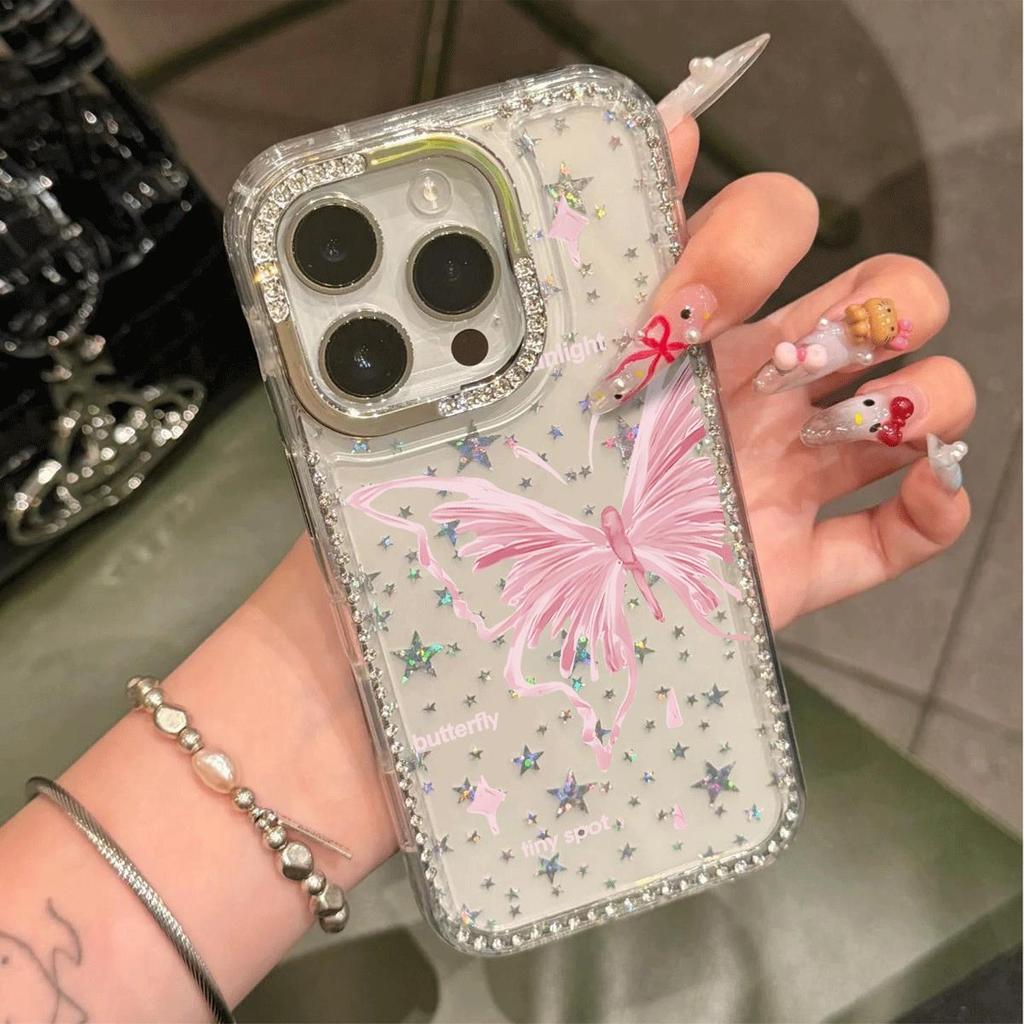 Tia Sáng Phấn Dung Cho Ốp Lưng Iphone 16 17 Đính Đá Lung Linh Ngôi Sao 14/13/11 Pro