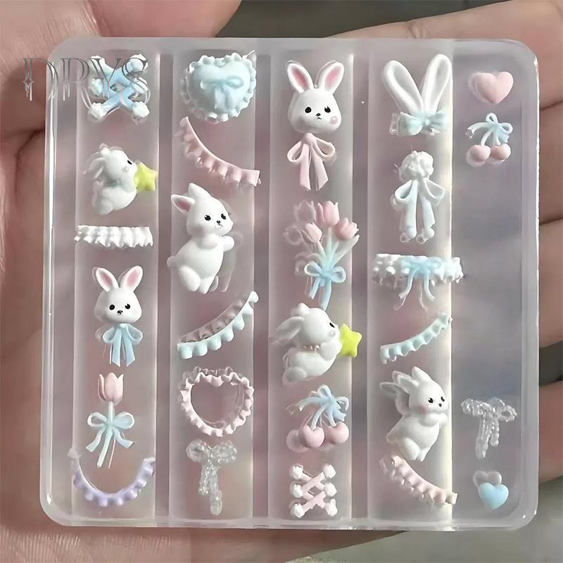 TFT Ren Nơ Thỏ 3D Khuôn Silicon Nghệ Thuật Trang Trí Móng Tay DIY Thiết Kế Mẫu Khuôn MỚI