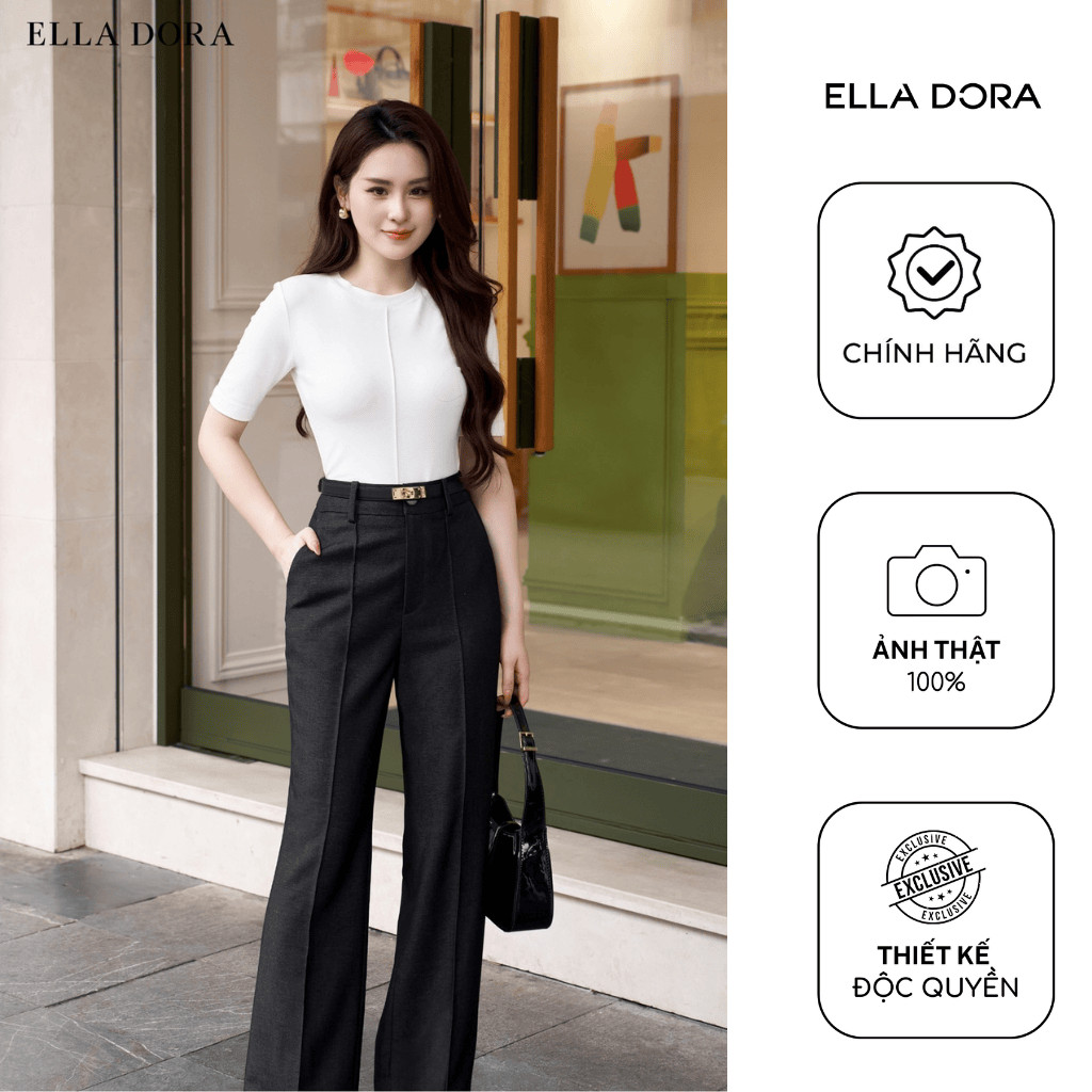 Áo thun nữ ELLA DORA cổ tròn tay ngắn mí gân giữa form gọn thanh lịch 3 màu ĐỎ/ĐEN/TRẮNG [AT68]