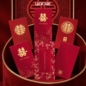 Bao lì xì đỏ mừng cưới, lì xì song hỷ, lì xì bê tráp, giấy ép kim nhũ cao cấp, mẫu mới nhất tết 2026