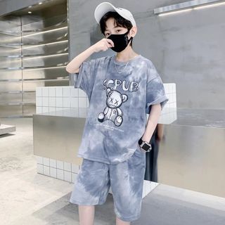 Bộ đồ bé trai mùa hè - áo thun loang in hình phối quần short phong cách cá tính năng động
