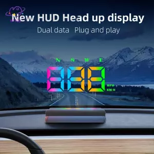 HFTOY GPS HUD Đồng hồ tốc độ KMH MPH Đồng hồ đo HUD Phông chữ lớn Kỹ thuật số Trắng xanh Màn hình hiển thị đầu xe Hiển thị phích cắm USB ~