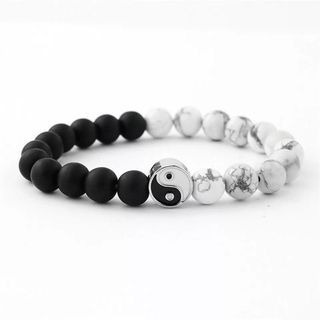 Vòng tay mờ đen trắng Thái cực dương, đính hạt, tương phản màu sắc