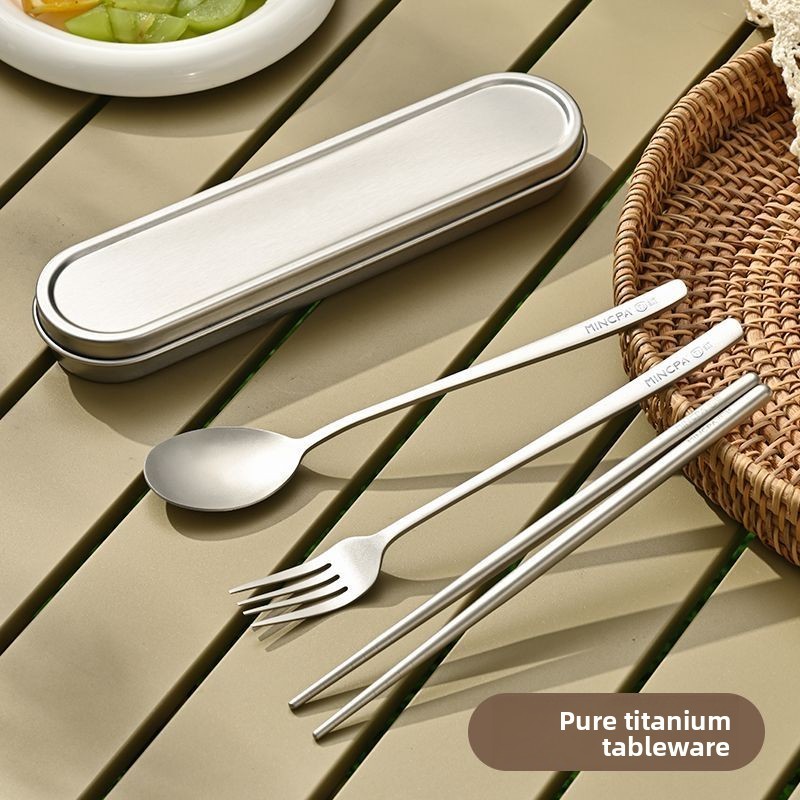 Cắm Trại Bộ Đồ Ăn Titan Nguyên Chất Đũa Titan Cắm Trại Ngoài Trời Bộ Đồ Ăn Đũa Nĩa Và Thìa Bộ