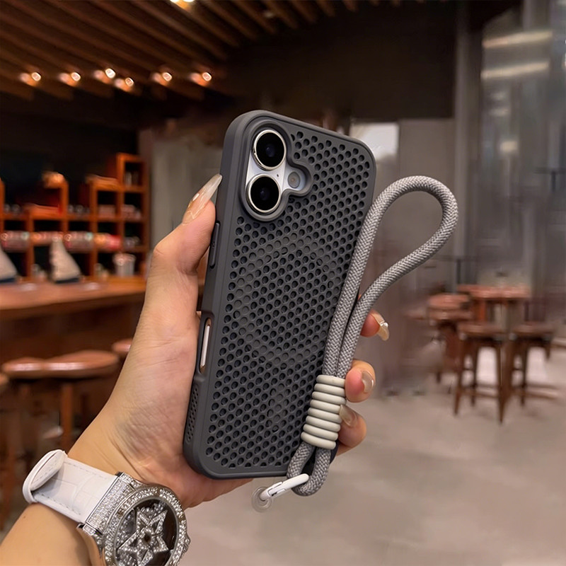 Ốp Lưng Từ Tính Tản Nhiệt Thoáng Khí Có Dây đeo ốp Silicon Mềm Cho IPhone 17 Air 16 15 14 13 12 Pro Max 11