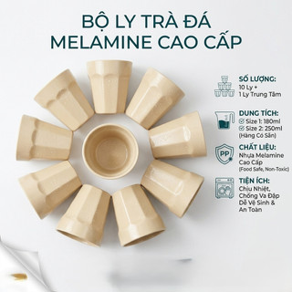 COMBO 10 LY NHỰA MELAMINE 250ml/500ml LY TRÀ CHỊU NHỆT 120 độ LOẠI DÀY NHIỀU MÀU - HUNGHOME