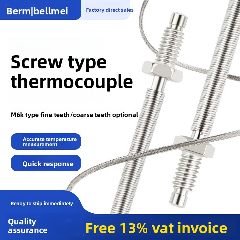 Spring-loaded screw-type thermocouple K-type M6 temperature sensor ...