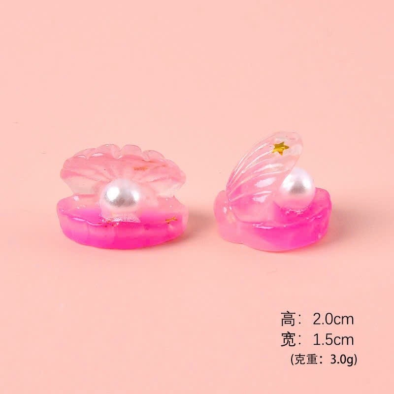 Set Charm Vỏ Sò Ngọc Trai Pastel Trong Suốt Lấp Lánh Phong Cách Đại Dương Mermaid Trang Trí Dép Cute Xinh