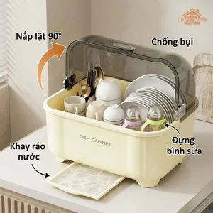 Hộp đựng chén đĩa nắp trong suốt khay ráo nước PP an toàn đựng bình sữa cho trẻ chống bụi bẩn