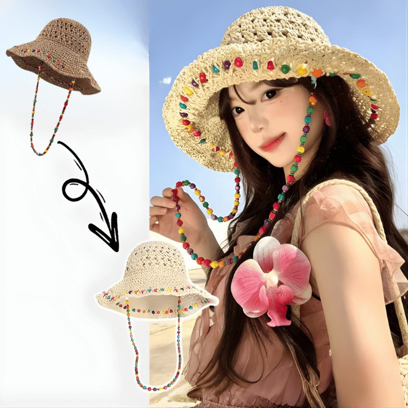 Mũ Cói Dây Quai 7 Màu Đi Biển Mềm Gấp Gọn , Nón Cói Thoáng Mát Đi Di Lịch Siêu Xinh