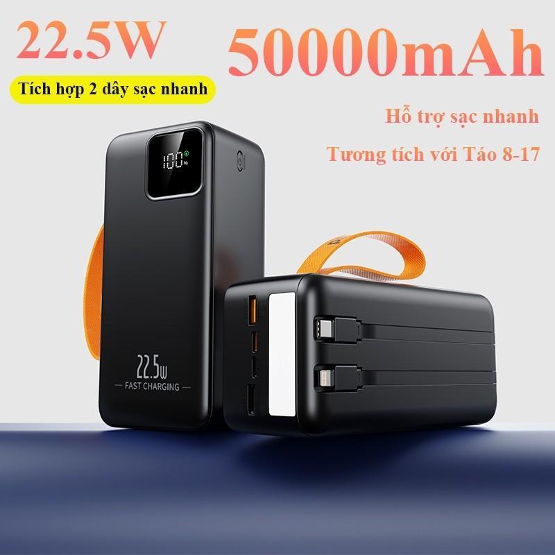 Sạc Dự Phòng 50.000mAh PD 22.5W - Đèn LED Siêu Sáng, Màn Hình LCD - Sạc Nhanh Đa Thiết Bị Tiện Lợi