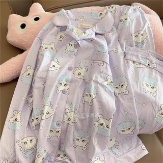Sóc Bay Moga Chiikawa Bộ Đồ Ngủ Nữ Mùa Xuân Dài Tay Quần Chiikawa Sinh Viên Homewear Phù Hợp Với Sóc Bay Moga Chiikawa Bộ Đồ Ngủ Nữ Mùa Xuân Quần Dài Tay Chiikawa Sinh Viên Homewear