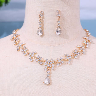 Nhiều Màu Sắc Kim Cương Giả Dây Chuyền Bông Tai Bộ Tinh Tế Quyến Rũ Cô Dâu Vòng Cổ Bông Tai Cho Phù Dâu Cưới Hóa Trang