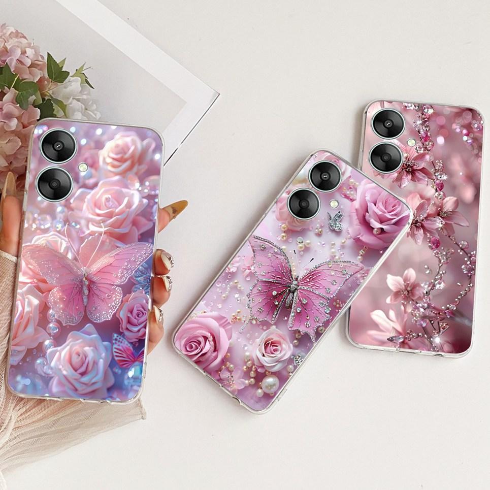 Vỏ hoa hình bướm sang trọng cho Xiaomi Redmi 13 13c 13R 13X Ốp điện thoại silicon mềm trong suốt cho Poco C65