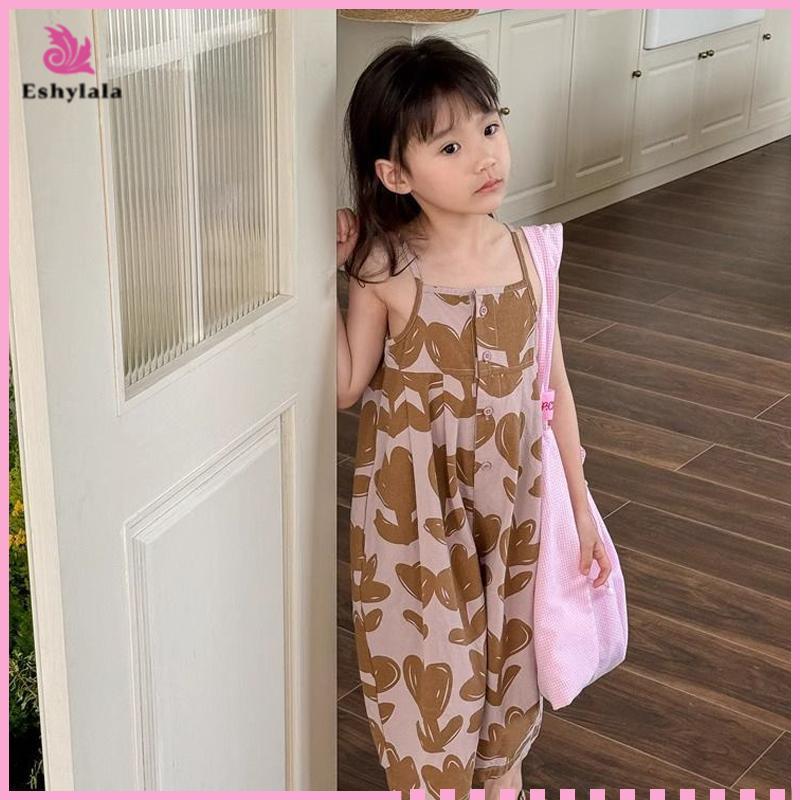 Bộ áo liền yếm bé gái mùa hè, quần ống rộng crop, thời trang [MỚI]