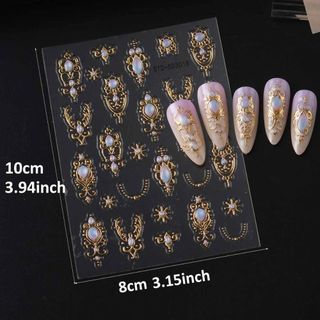 PURECOTTON0 5D Đề Can Nghệ Thuật Móng Tay, Phong Cách Baroque, Scepter, Vòng Cổ Vương Miện, Giả Đá Quý, Phụ Kiện Trang Sức Retro