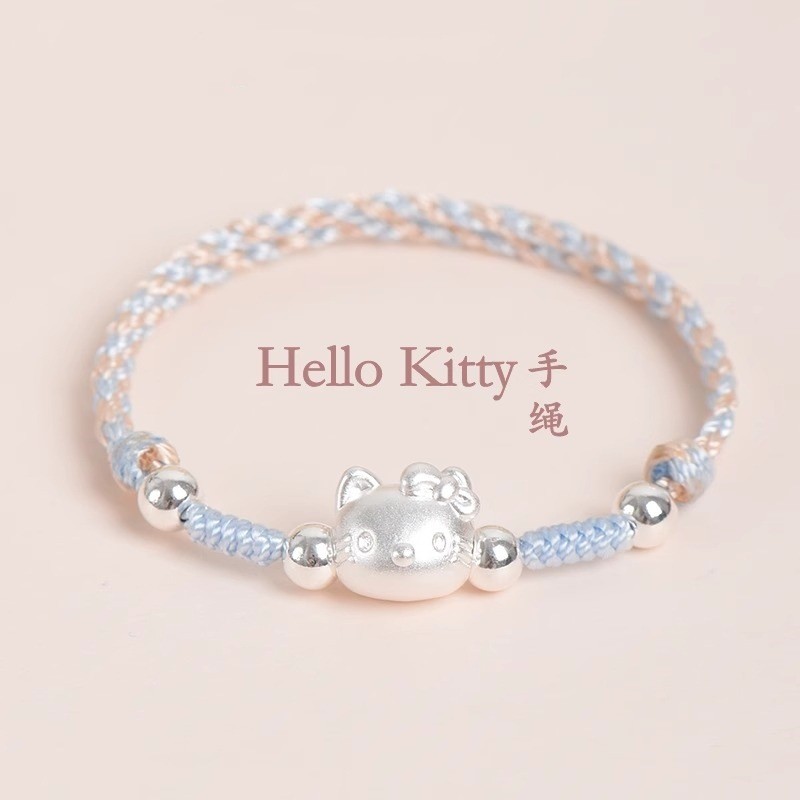 Vòng tay nữ Hello Kitty màu bạc nguyên chất 999