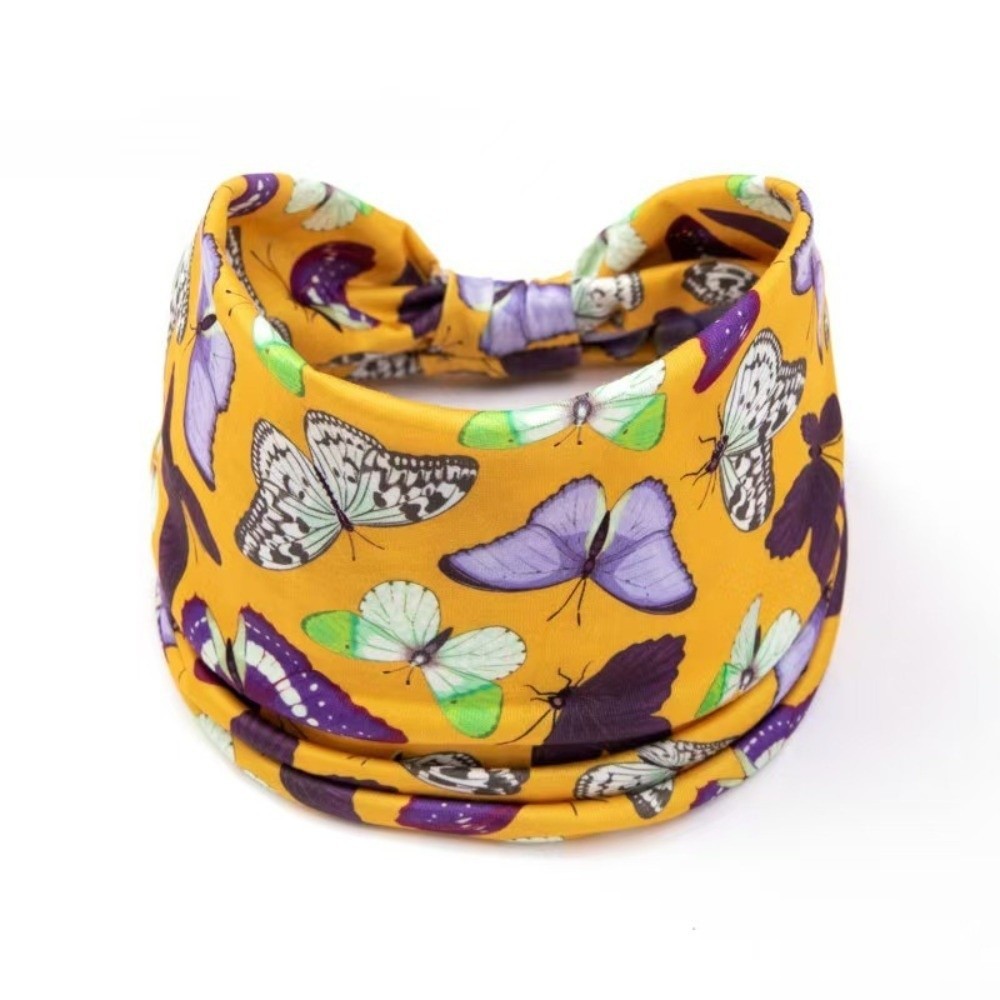 TRACEILLOIAN Yoga Sport Headband, Vintage Thắt Lưng Co Giãn Turban, Thời Trang Rộng Vành Bohemian Bướm Cotton Khăn Tóc