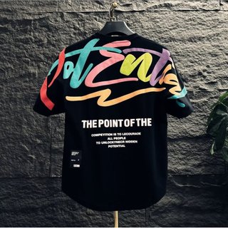 Áo Thun Nam Phong Cách Hip-Hop Cổ Tròn với Họa Tiết Graffiti, Perfect cho Dạo Phố
