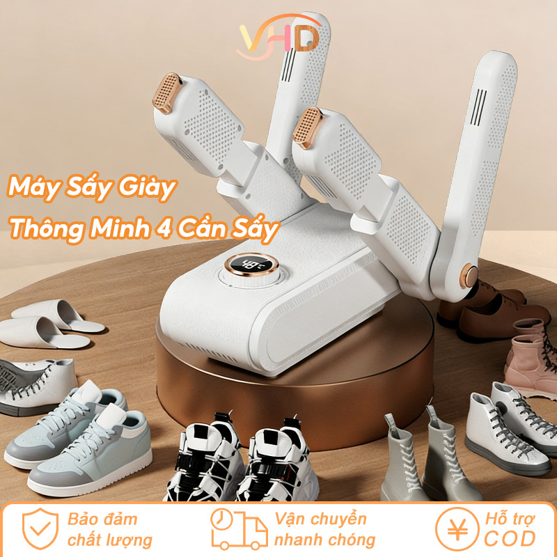 Máy Sấy Giày Thông Minh 4 Cần Sấy - Khử Mùi & Khử Trùng Bằng Tia Cực Tím, Tốc Độ Làm Khô Nhanh, Bảo Vệ Giày Toàn Diện