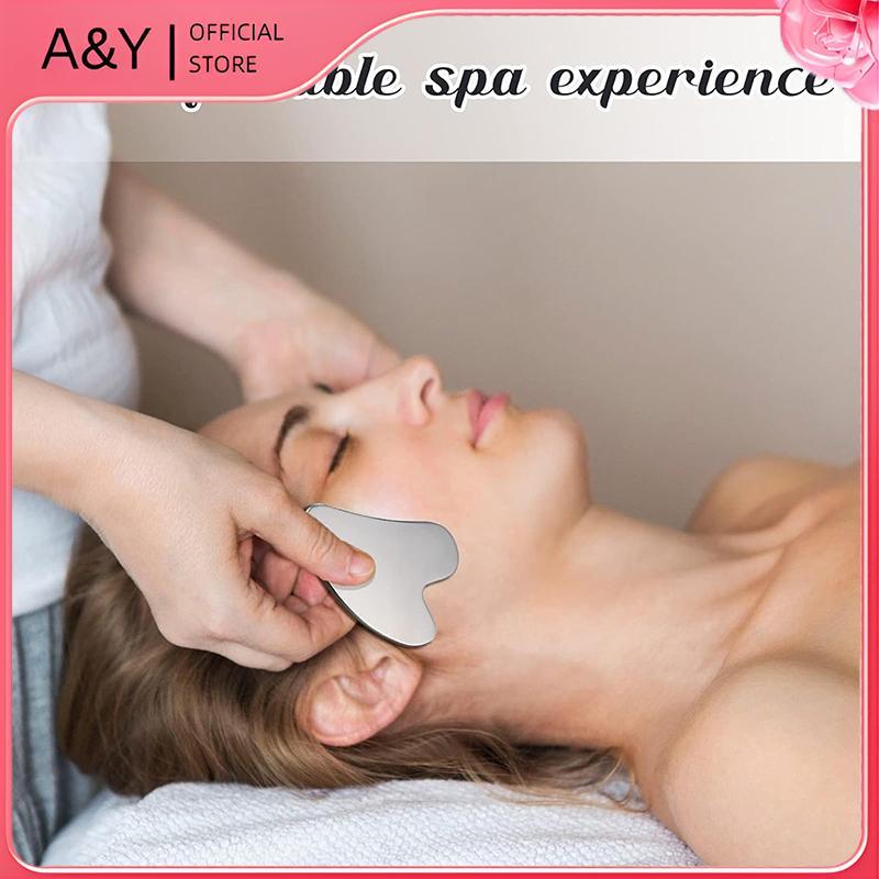 Máy mát xa cạo Gua Sha bằng thép không gỉ A & Y 1PC cho cơ thể cổ mặt Công cụ Massage Guasha Chăm sóc da mặt Guasha Board Máy mát xa mặt.