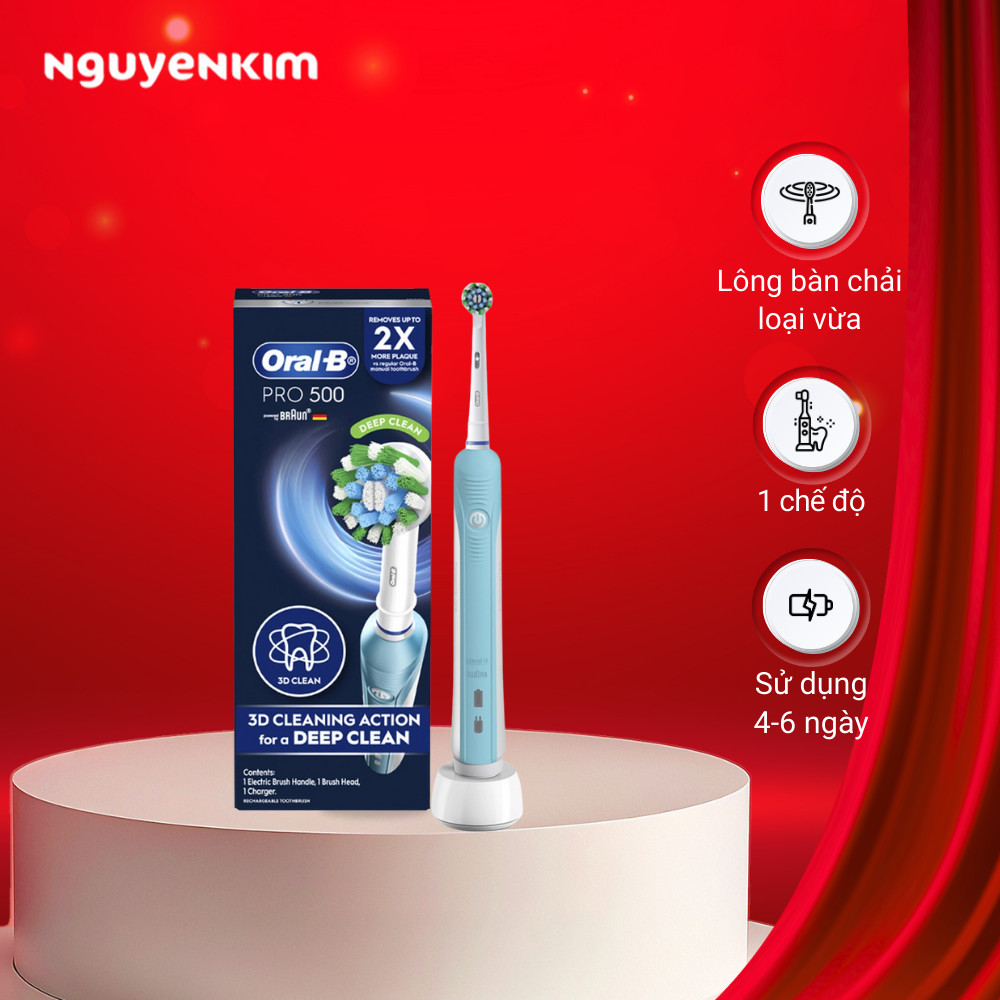 Bàn chải đánh răng điện Oral-B Pro 500 Deep Clean D16.513 | Shopee Việt Nam