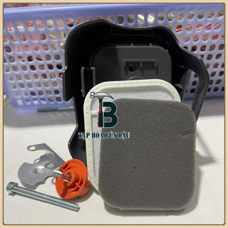 Bô e (lọc gió) máy cắt cỏ Thụy Điển Husqvarna 143 - 541-226 (gồm: 2 nắp + mút + nút vặn)
