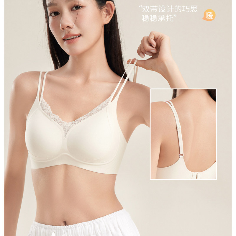 Ấm Nhung Ren Nâng Liền Mạch Quần Lót Áo Ngực Nhỏ Push-Up Áo Ngực