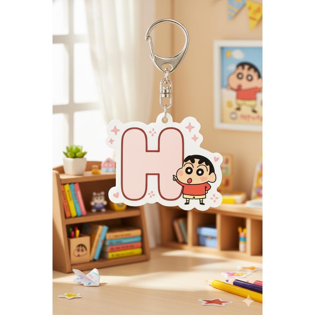 6 SHIN móc khoá chữ cái Shin Chan hồng hào dễ thương đáng yêu, bộ chữ