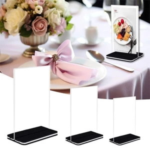 Thanh menu bằng acrylic trong suốt, rõ ràng và dễ đọc, có các kích thước A4, A5 và A6.
