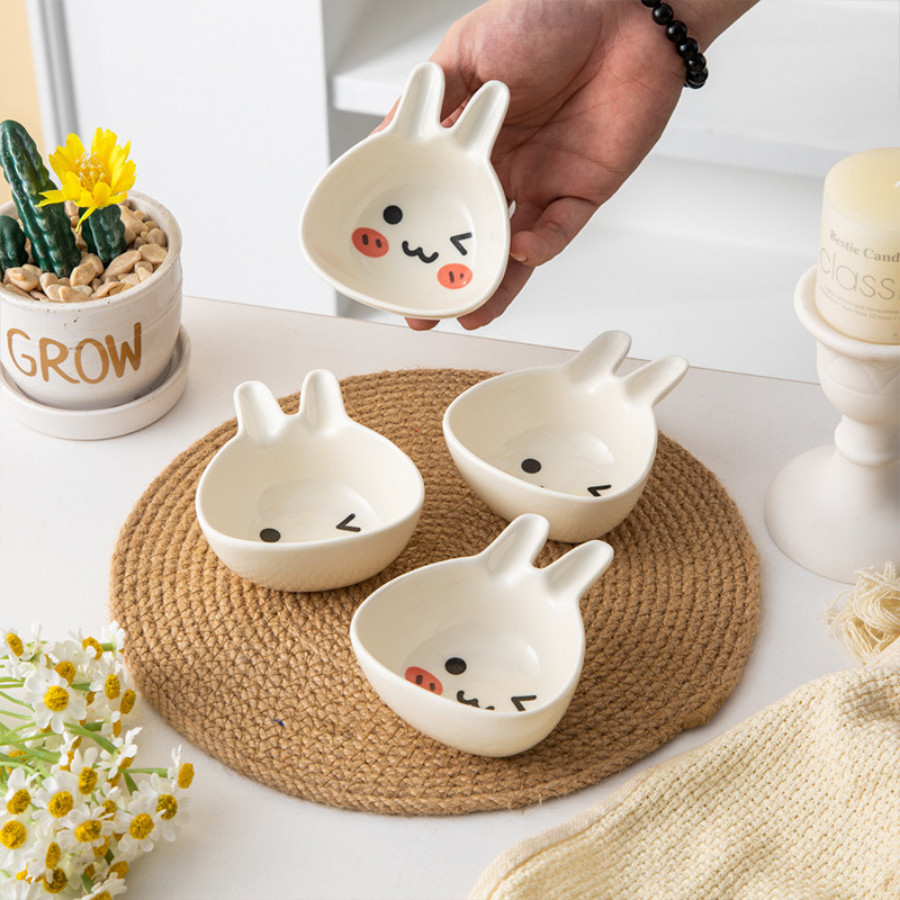 Bát Sứ Ăn Dặm, Chén Ăn Dặm Cho Bé, Bát Sứ In Hình Thỏ, Mèo Đáng Yêu BAT056