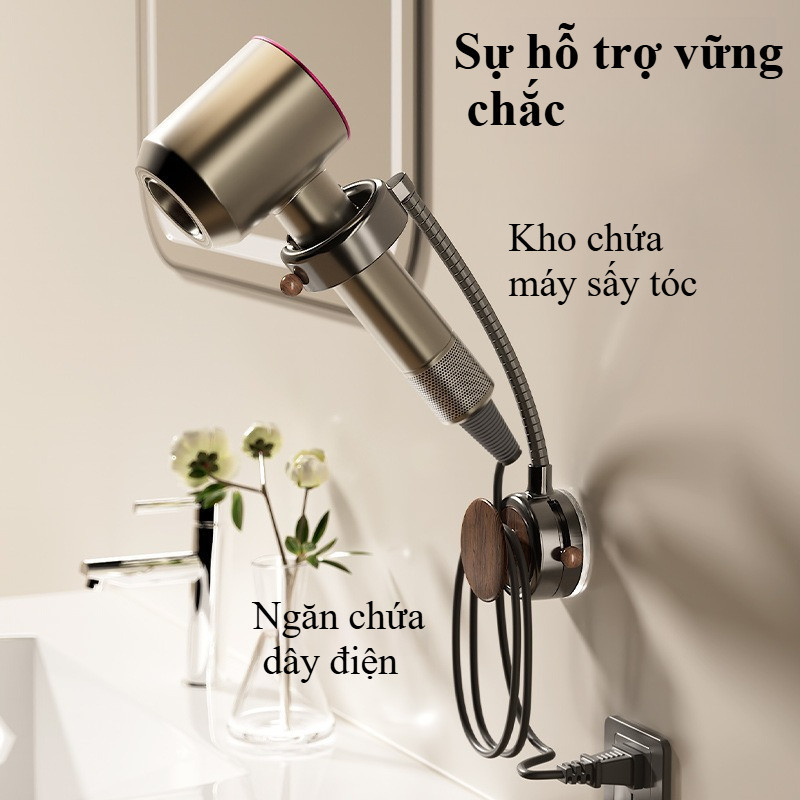 360° Cốc Hút Xoay Giá Đỡ Máy Sấy Tóc Có Dây Cuộn Dây Không Đục Lỗ Đa Năng - Giải Pháp Rảnh Tay Hoàn Hảo Cho Phòng Tắm