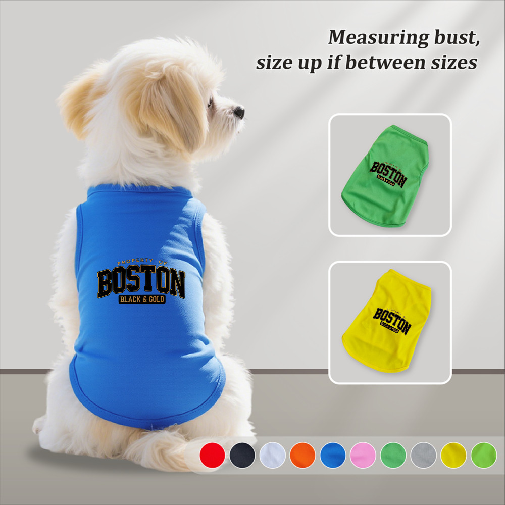 Kích thước S-2XL: Phong cách chui đầu, in logo Boston, có nhiều màu sắc và thoáng khí cho mùa hè, thích hợp cho cả sử dụng trong nhà và ngoài trời, và phù hợp với tất cả chó mèo nhỏ.