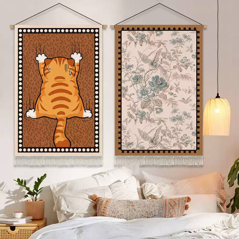 [Phong Cách Pháp Cổ Điển] Tranh Vải Treo Tường Nghệ Thuật 中古 (Mid-century) - Thảm Vải Decor Đầu Giường & Phòng Khách Che Khuyết Điểm Tường Cực Xinh