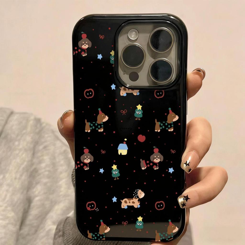 Full Screen Little Dog cho trường hợp điện thoại 17 16pro iPhone 15 Jelly Case 14 13pro11 Bề mặt sáng