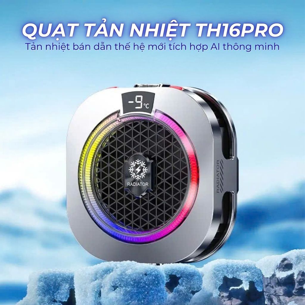 [Siêu Sale] Quạt tản nhiệt điện thoại sò lạnh TH16 Pro - Tản nhiệt từ tính tích hợp AI, Led RGB Không tụt FPS khi gaming | BigBuy360 - bigbuy360.vn