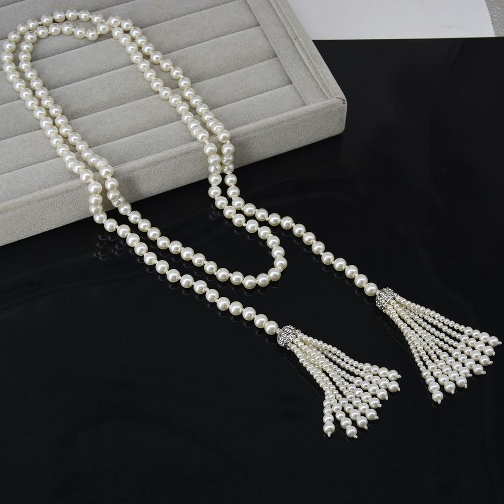 Thời Trang Nữ Mới Về Phụ Kiện Truyền Thống Phong Cách Trung Hoa Hanfu Phụ Kiện Dài Viền Ngọc Trai Vòng Cổ