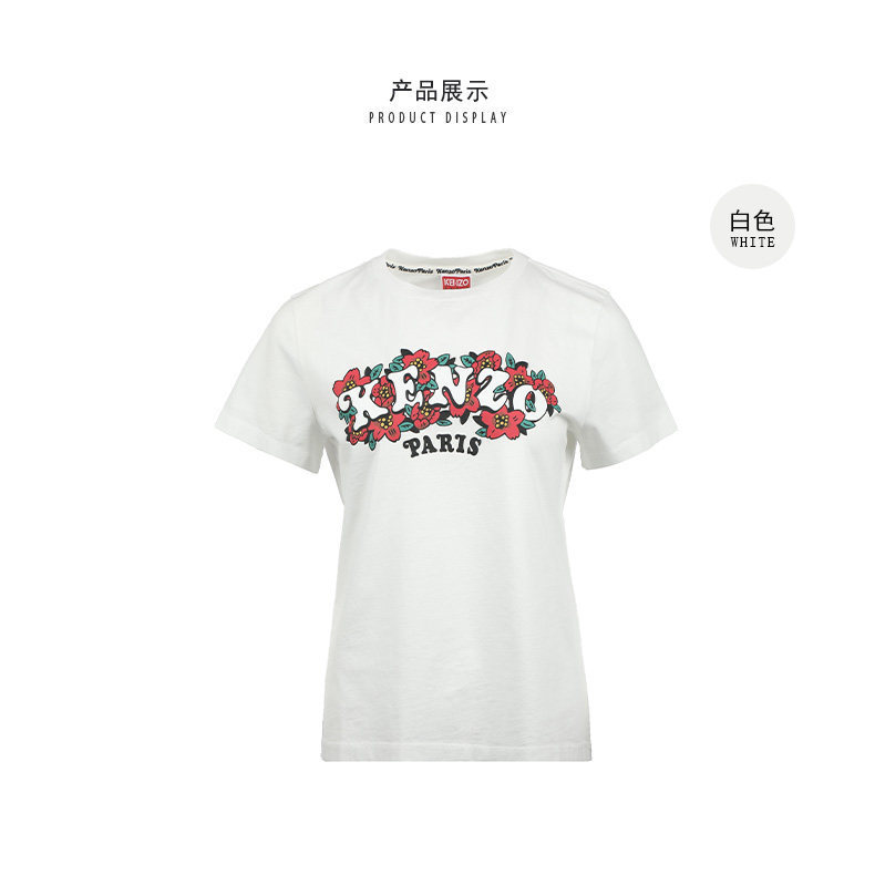 Áo thun ngắn tay có sẵn in họa tiết hoa thời trang Châu Âu và Châu Mỹ Unisex dáng rộng Áo thun cổ tròn mới