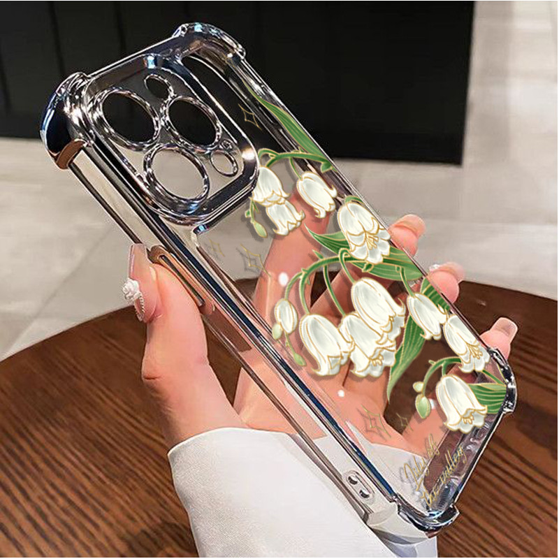 Ốp Điện Thoại Cho Samsung Galaxy A33 A54 A14 A13 A34 A04 A04E A03 Core A23 A53 A73 Vỏ Điện Thoại Di Động Mạ Hoa Tím Hồng Trong Suốt Chống Sốc Mềm