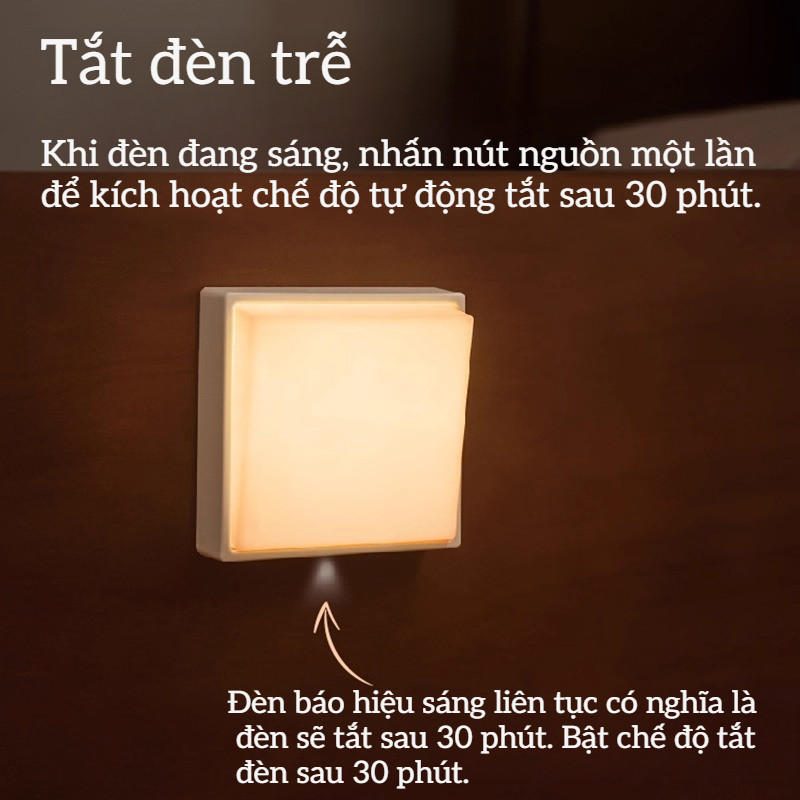 Đèn Công Tắc LV101 Đèn LED Ánh Sáng Vàng Nam Châm Hẹn Giờ Tắt USB Type C Đèn Ngủ Trang Trí Phòng Ngủ
