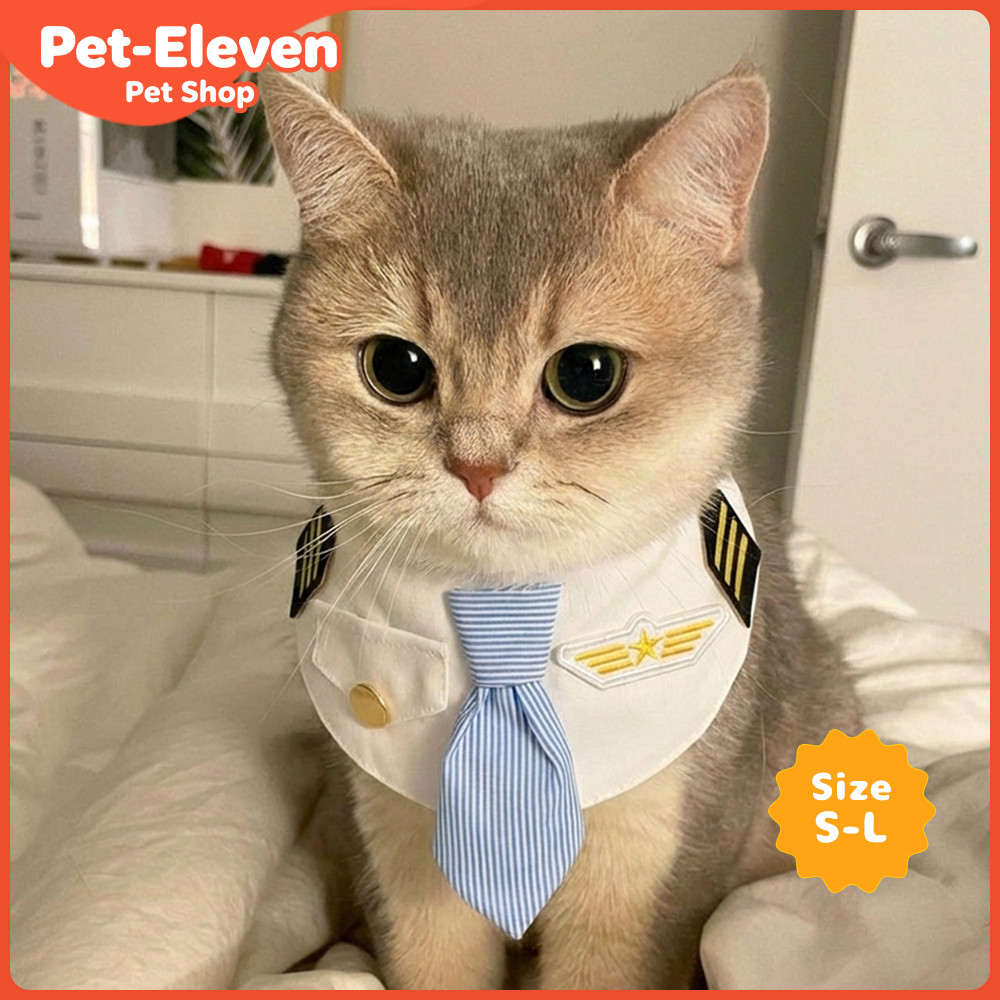 [Pet-Eleven] Yếm mèo thuyền trưởng đẹp trai Pet Phi công Khăn quàng cổ cho chó Yếm mèo Yếm thí điểm Khăn nước bọt cho chó Dễ thương Cà vạt đẹp trai Cross-Dressing Trang trí ảnh Bichon