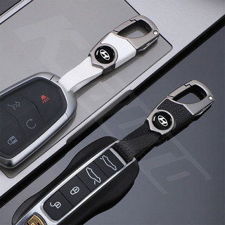Xe Hyundai Móc Khóa Da Chìa Khóa Fob Giá Đỡ Với Ẩn Mini Dao Kim Loại Móc Chìa Khóa Cho Accent Creta Santa Fe Tucson Stargezer i10 H1 I30 HB20 Phụ Kiện Nội Thất