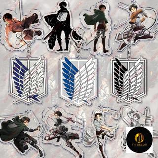 Móc khóa Attack on Titan hình huy hiệu và các nhân vật siêu ngầu Levi Eren Hange Mikasa Phụ kiện trang trí túi xách