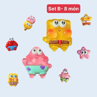 Charm gắn dép: Set charm 8 món bọt biển dễ thương - SpongeBob – Patrick – các nhân vật Bikini Bottom